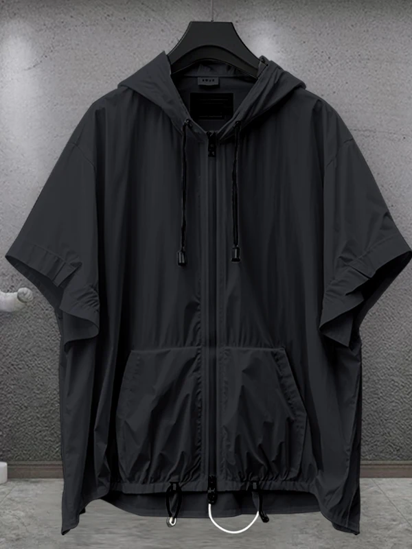 

Zippered Hoodie ort Sve T-irt Men Women Summer Thin Pure Color Trendy Brand Workwear ket Loose High Sun Protection Top