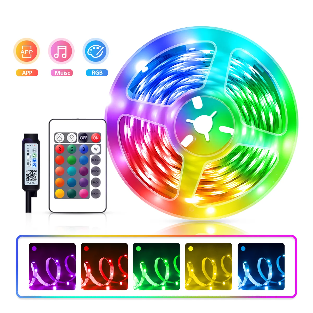 40M LED Strip USB, RGB LED Strip, Timer Setting, Fairy Lights with Remote Control , Music Sync Colour Changing