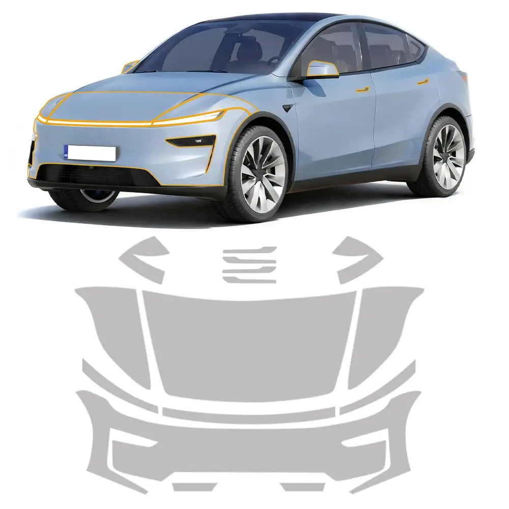 ل تسلا نموذج Y Juniper 2025 2026 بولي يوريثان سيارة قبل قطع PPF عدة مقاومة للخدش المصد الأمامي هود المحرك غطاء سيارة غير مرئية #1