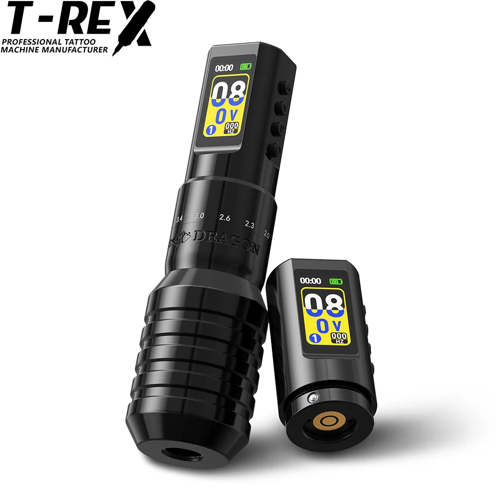 T-Rex V1 Pro MAX Wireless Tattoo Machine Pen Adjustable Stroke Custom Motor LDEAL Screen for Professionals For Tattoo Art