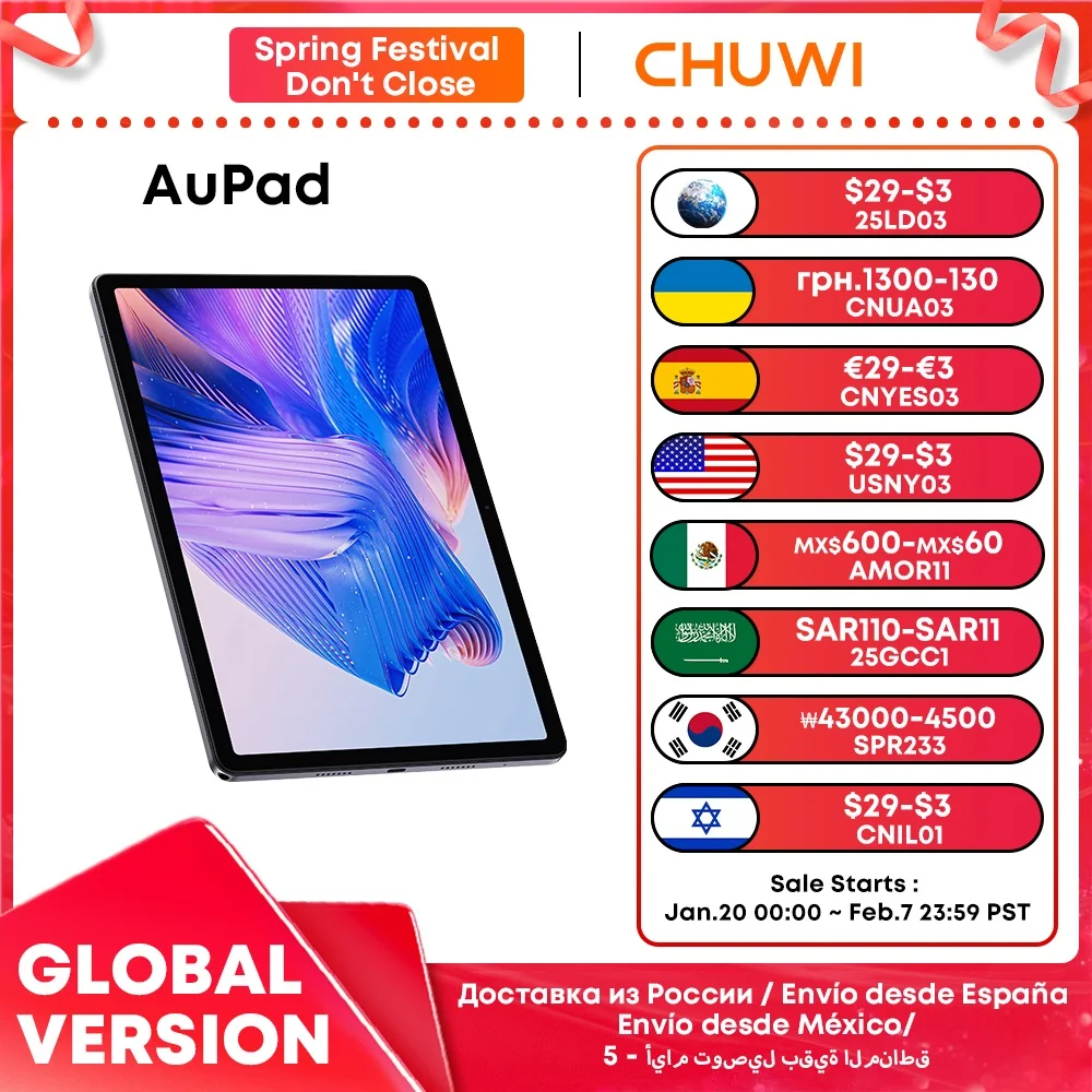 CHUWI AuPad Tablet Snapdragon 685 Octa-core 10.95inch FHD Screen 8GB DDR4 128GB ROM 4G LTE GPS Android 14 Tablets PC Widevine L1