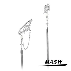MASW Original Design Cool Trend Jewelry High Quality Brass Metal Tassel Clip Earrings Star Earcuff For Women Girl Jewelry Gift