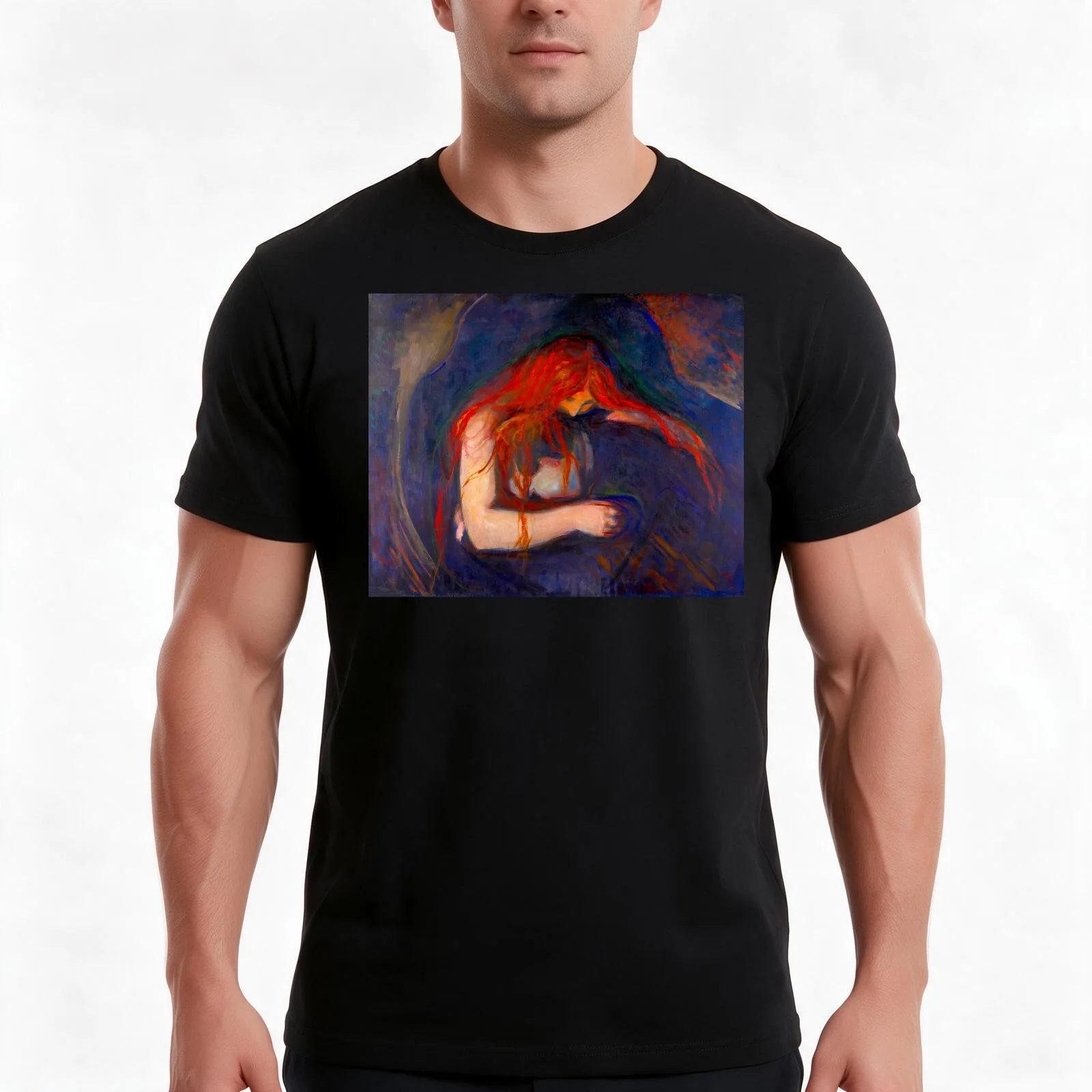 EDVARD MUNCH - Vampire 1895 T-Shirt Summer Casual Cotton Tee Oversized Streetwear Tops Vintage Graphic Print 100% Cotton