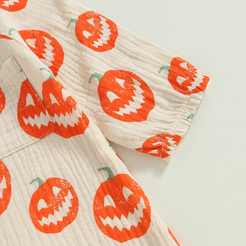 Infant Newborn Baby Halloween Outfit Boy Girl Pumpkin Ghost Jumpsuit Long Sleeve Romper Cute Fall Clothes