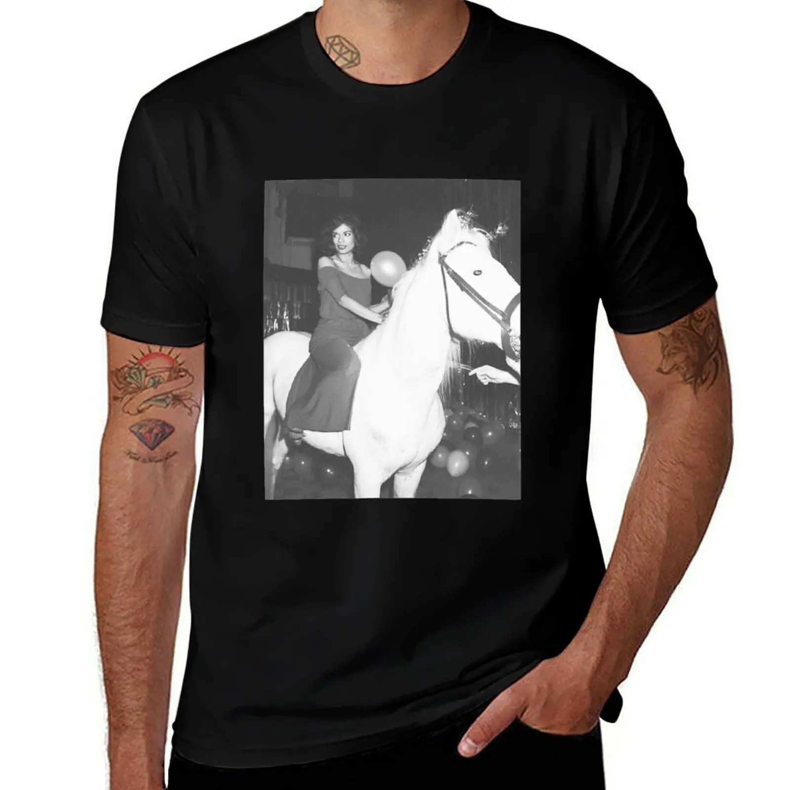 Bianca Jagger at Studio 54 T-Shirt summer top summer clothes tee shirts for men