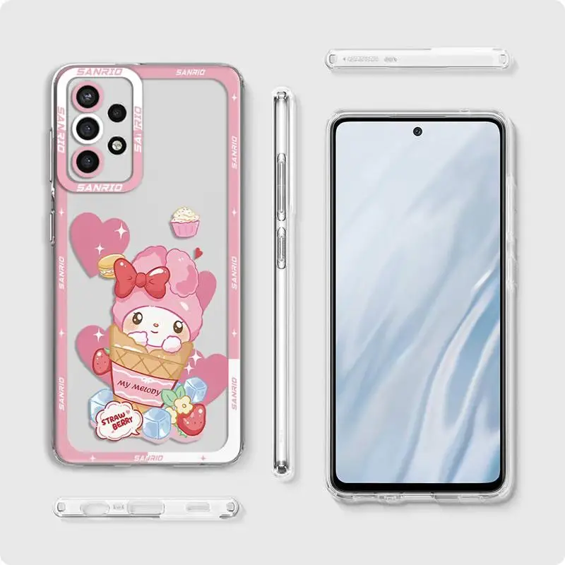 Simpatica custodia per telefono Kuromi Cinnamoroll per Samsung Galaxy A31 A72 A52 5G A12 A50 A32 A51 4G A21s A71 A22 Cover morbida trasparente