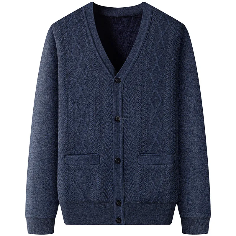 Faionable الشباب محبوك سترة الرجال عادية V-Ne Fce مبطنة سليم صالح Jaet الخريف الشتاء جديد وصول تنوعا ملابس خارجية