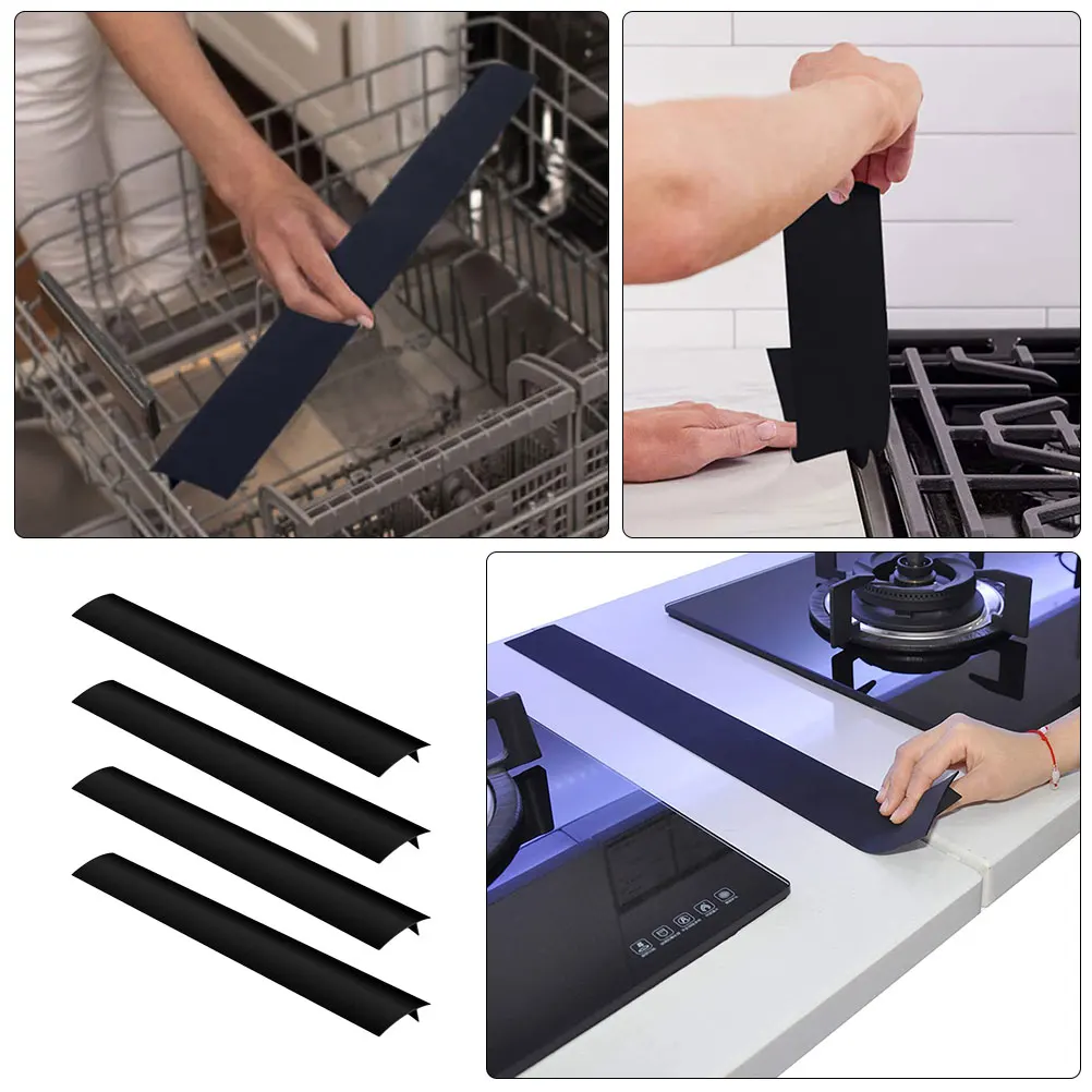 

4pcs Silicone Gap Cover Heat Resistant Countertop Protector Stove Burner Covers Stove Gaps Filler For Kitchen Gap Sealing