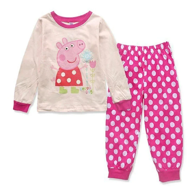 Cartoon Peppa Pig Pajamas Set Boys and Girls Home Clothes George Movable Doll Kawaii Cartoon Cosplay Children's Pajamas Set