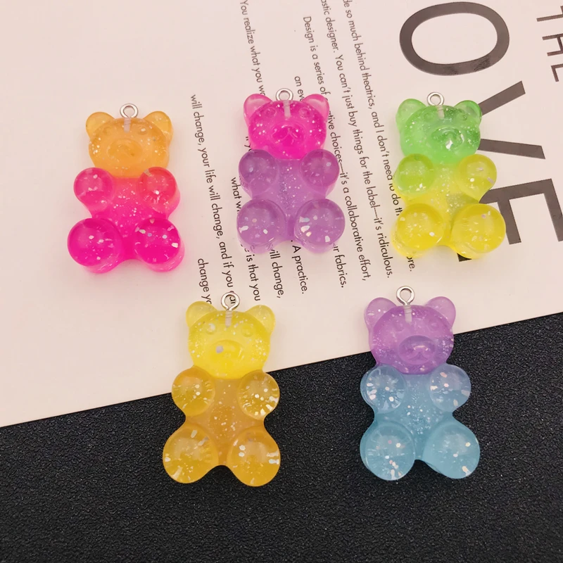 10pcs Hot Selling Resin Cute Kawaii Big Size Bear Charm for Keychain, Earring, Scrapbooking, DIY Making, Necklace