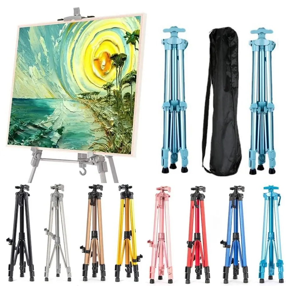 

Painting & Sketch Colored Aluminium Easel Adjustable Durable Tripod Display Shelf Telescopic Height Painting Easel Shelf Outdoor
