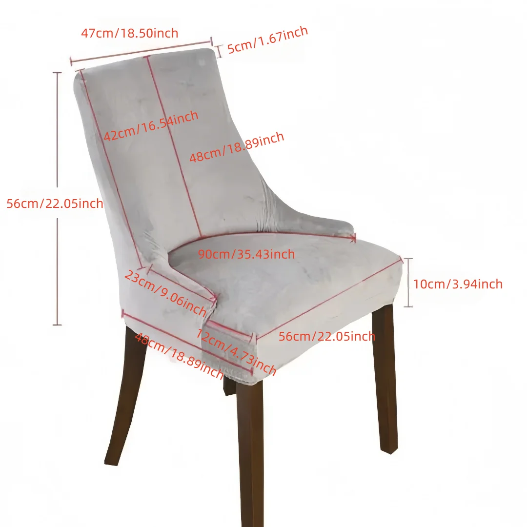 1PC Color Washable Dining Chair Cover Velvet Elastic Wingback Chair Cover High Back Sloping Armchairs