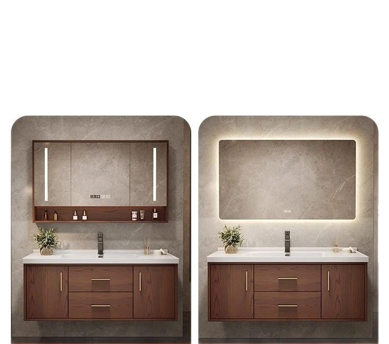 

Умный шкаф для ванной комнаты, умывальник, керамический встроенный умывальник, комбинация умывальника из цельного дерева для маленькой квартиры