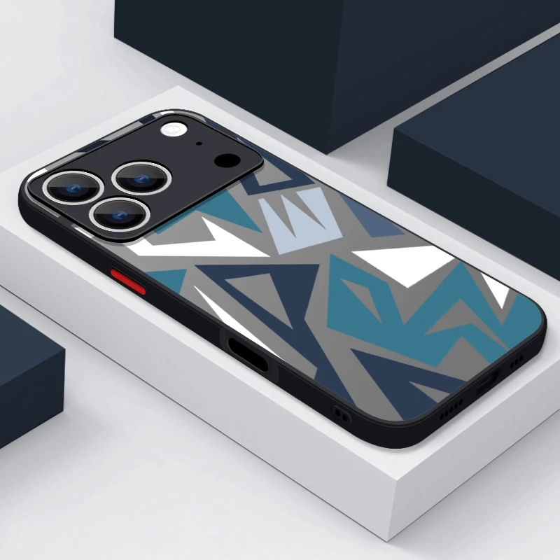 حافظة لهاتف آيفون 17 برو ماكس بنمط هندسي هجين من البولي يوريثان + PC غطاء غير لامع لهاتف آيفون 13 15 14 12 11 17 إير فوندا آيفون 16 برو ماكس #4