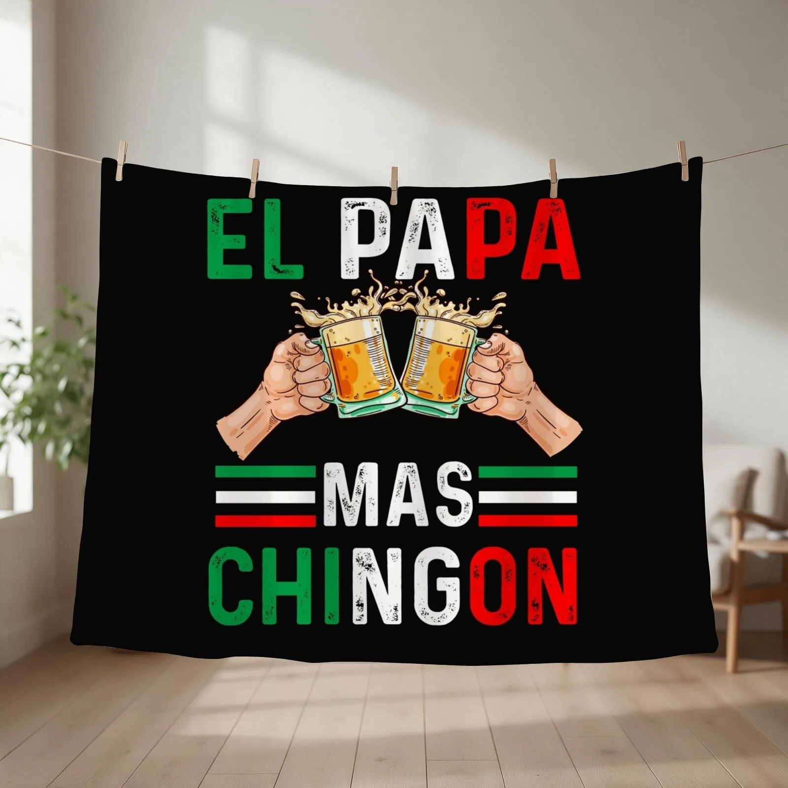 El Papa Mas Chingon Funny Mexican Dad Gift Husband Regalo product Throw Blanket