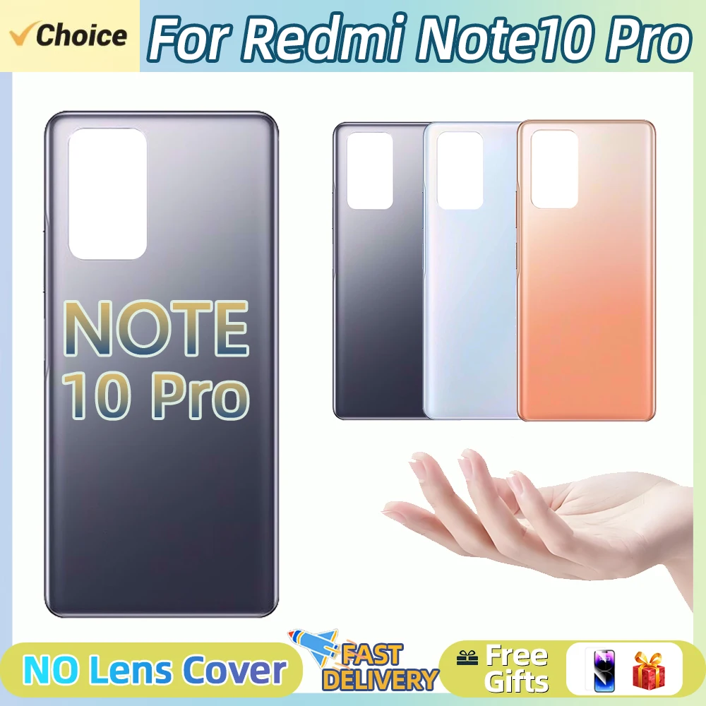 Glass Back Cover Case For Redmi Note 10 Pro Back Glass Rear Cover Battery Door NO Lens Back Glass Battery Back Case