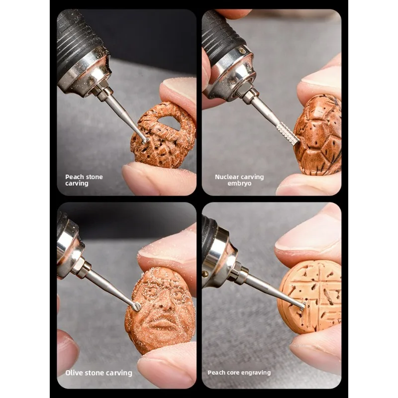 2.35mm Olive Pit Carving Bits Ivory Nut Solid Carbide Straight‑Tooth Ball Needles Wood & Peach Pit Carving Milling Drill Bit Set