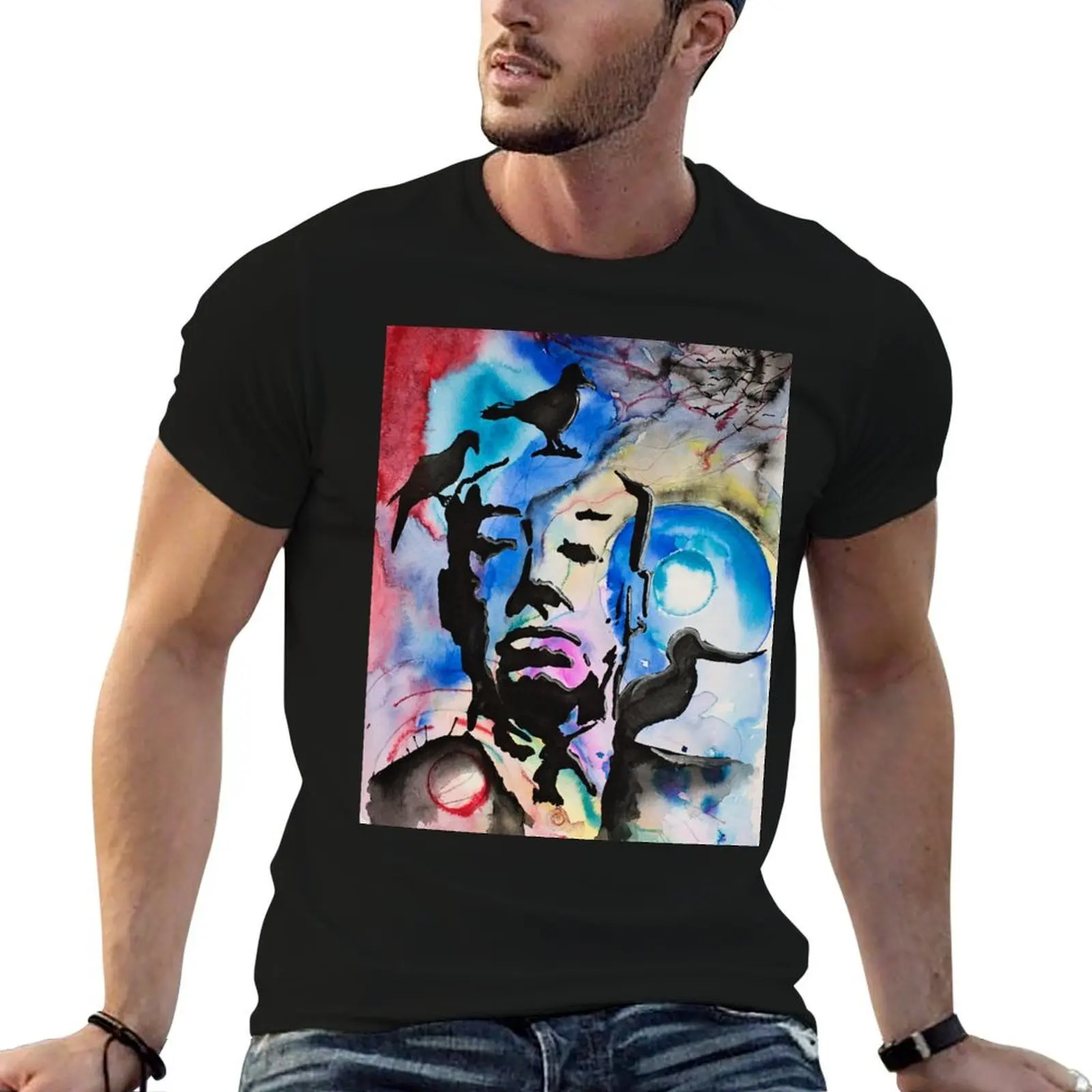 Hitchcock with birds T-Shirt aesthetic clothes oversized slim fit t shirts for men