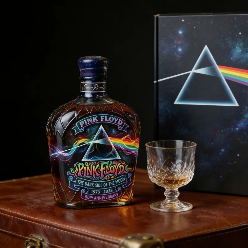 Pink Floyd Prism Rainbow Cosmic Design Liquor Bottle Rock Band Collectible Decanter for Fans