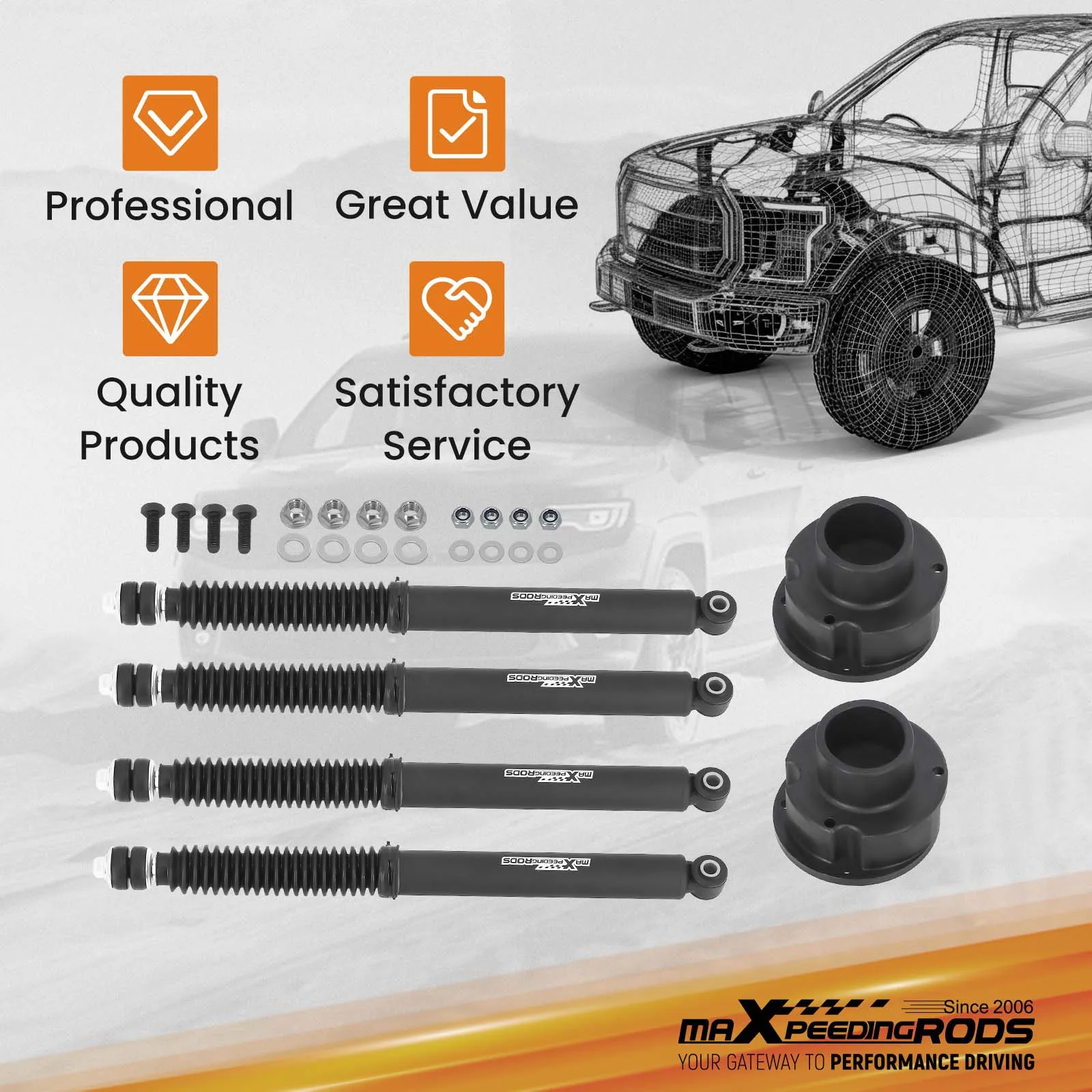 

2.5 inch Leveling Lift Kit For Ram 2500 3500 4WD 2014-2024 Powder Coated