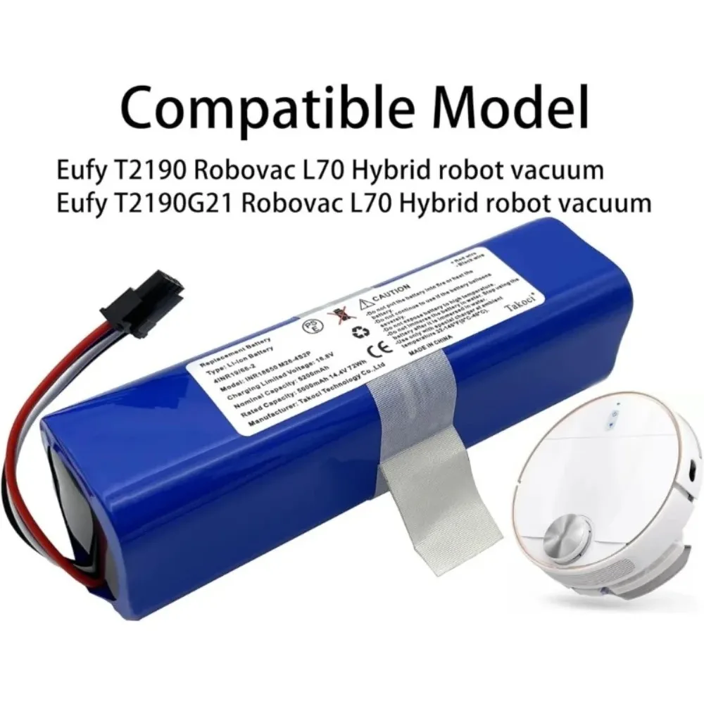 6800mAh 18650 Replacement Battery for Eufy Robovac L70 Hybrid Series Robot Vacuum Lithium Ion Sweeping Robot Battery 14.4V