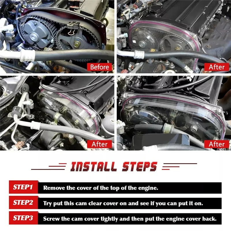 

Sp-Cam Gear Timing Belt Cover Clear Fit For Mitsubishi Lancer Evolution EVO 9 IX Mivec 4G63