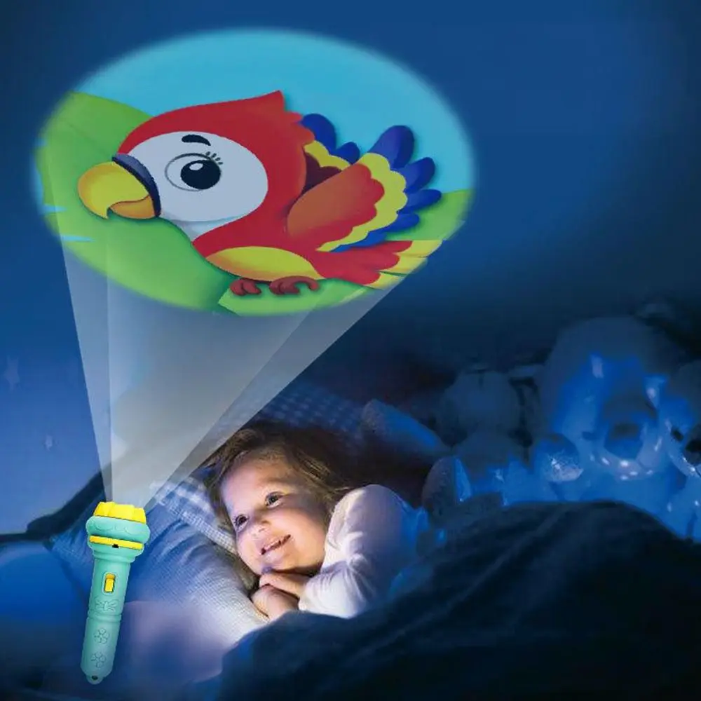 

24 Cartoon Patterns Projection Flashlight Multicolor Bedtime Learning Slide Projector Torch Early Education Glowing Flashlight