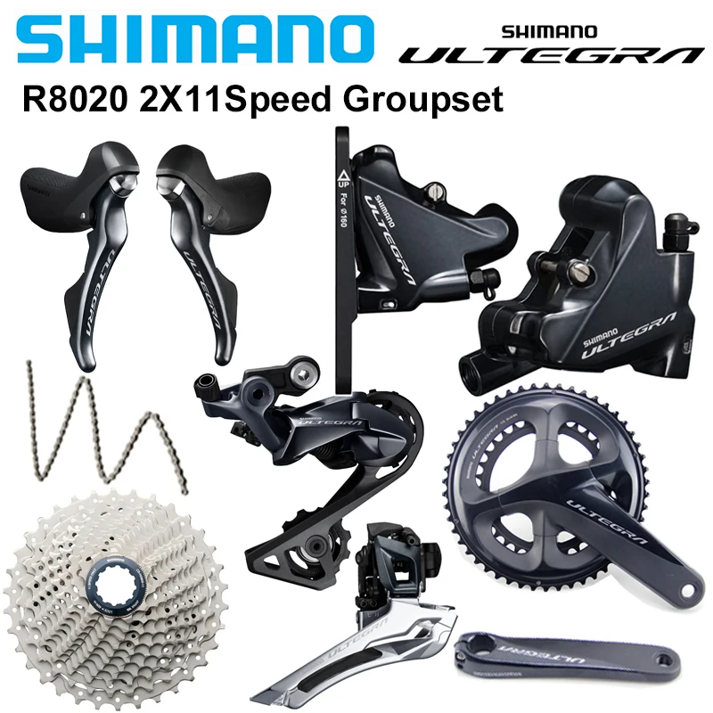 SHIMANO ULTEGRA R8020 2x11Speed Groupset for Road Bike ST-R8020 Lever with BR-R8070 Brake Front/Rear Derailleur Cassette Chain