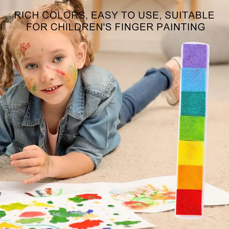 แผ่นหมึกสำหรับงานฝีมือแผ่นหมึกพิมพ์7สีสำหรับงานประดิษฐ์ทำมือแผ่นหมึกสีรุ้งสำหรับทำบัตรสมุดเก็บภาพตัวอักษรไดอารี่อัลบั้ม