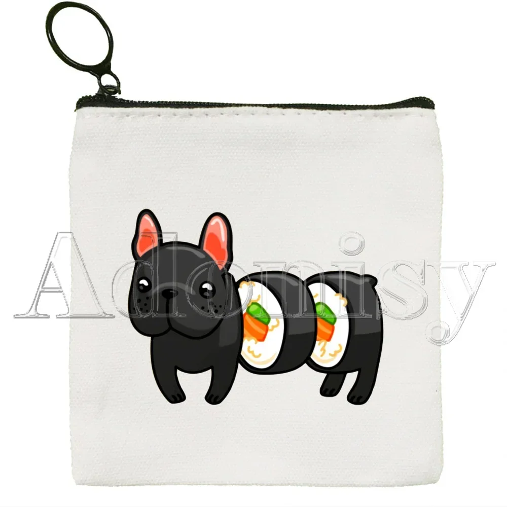 French Bulldog Canvas Coin Bag DIY Zipper Coin Key Bag Women Men Coin Purse Small Kid Pouch