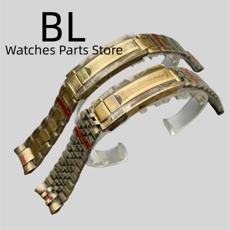 BLIGER 20mm/21mm Brused Watch Band Bronze 904L Stainless Steel Oysters/Jubilee Bracelet With Glide Clasp For 40mm41mm43mm Case