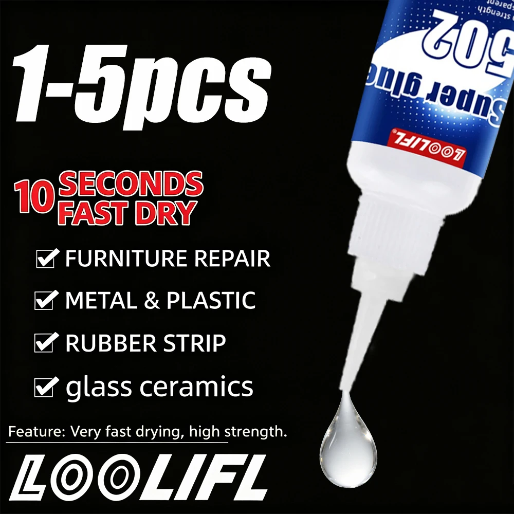 502 Super Glue 10 Seconds Fast Dry Adhesive High Strength Universal Glue for Furniture Metal Plastic Rubber Glass Ceramic Repair