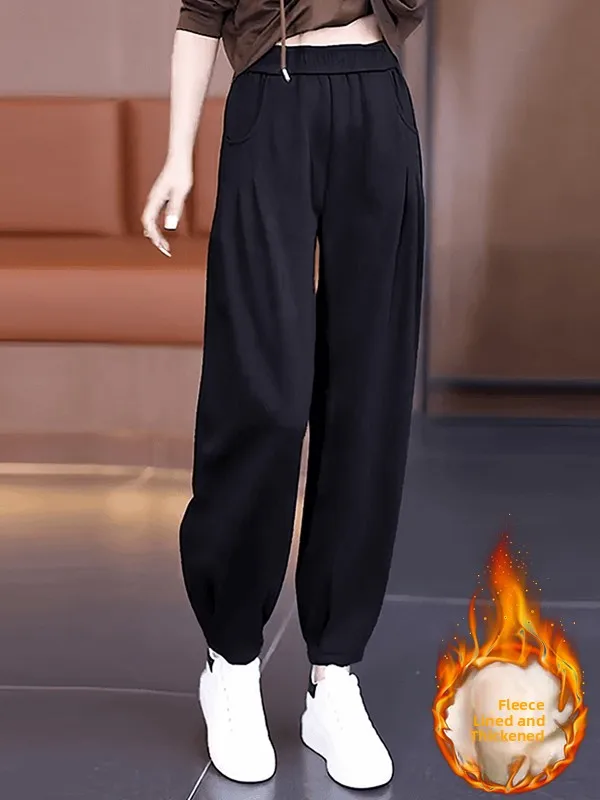 

Женские повседневные брюки Bla Harlan свободного кроя с широкими штанинами, весна-осень, утепленные, больших размеров, для похудения, фасон «морковка»