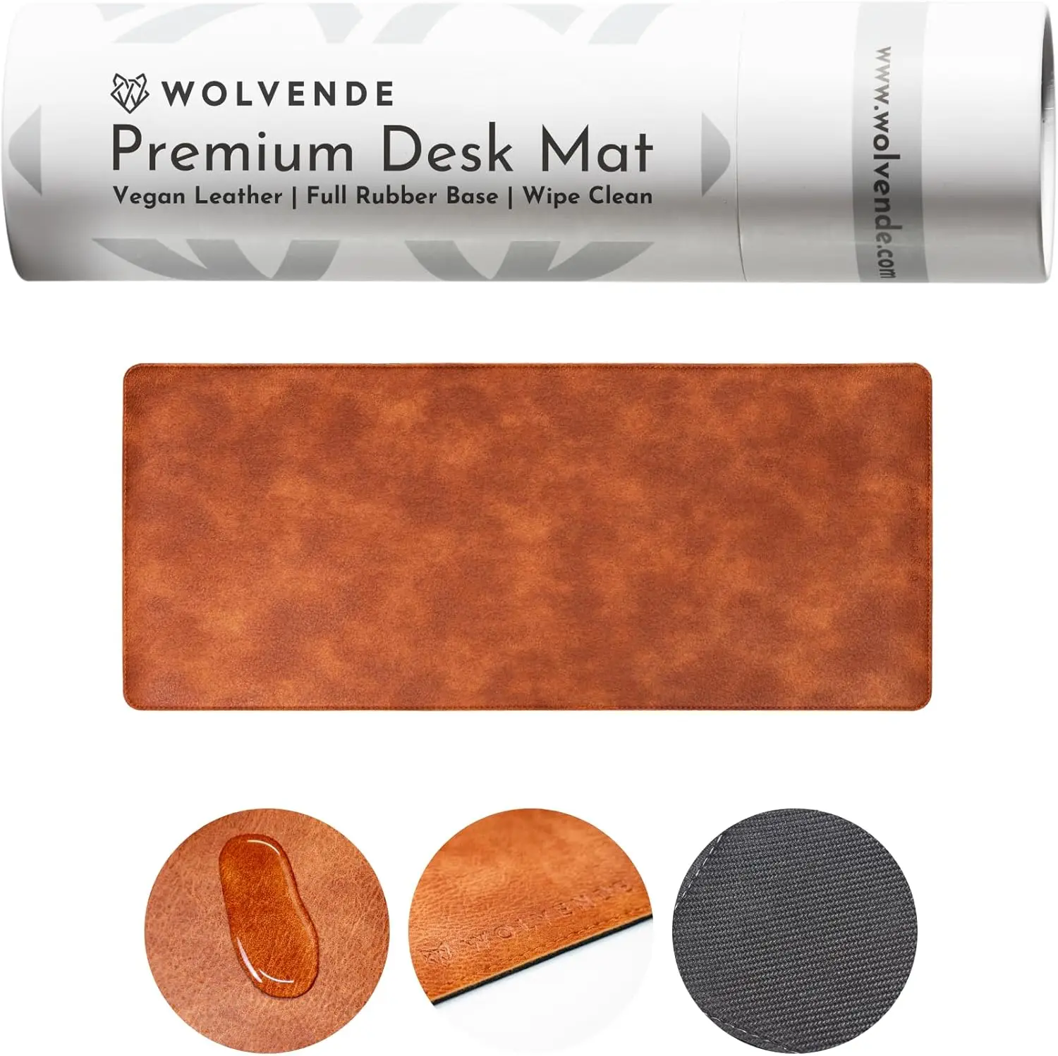 Premium Distressed Faux Vegan Leather Desk Mat | Multifunctional Desk Pad for Home Office | (Brown/Tan, 12 x 27.5)