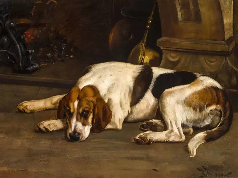 Best Gift Home Decor English Hound Dog Painting ,Art Picture Print Silk Poster Living Room Decor ,Home Wall