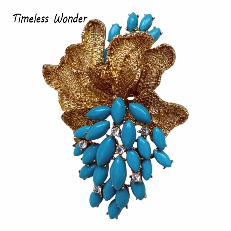 

Timeless Wonder Fancy Zircon Geo Glass Floral Brooch Pins for Women Designer Jewelry Runway Top Luxury Rare Statement Mix 7523