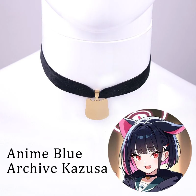 Japanese Anime Blue Archive Kyoyama Kazusa Cosplay Necklace Black Collar Cat Pendant  Halloween Costume Accessory Prop Gifts