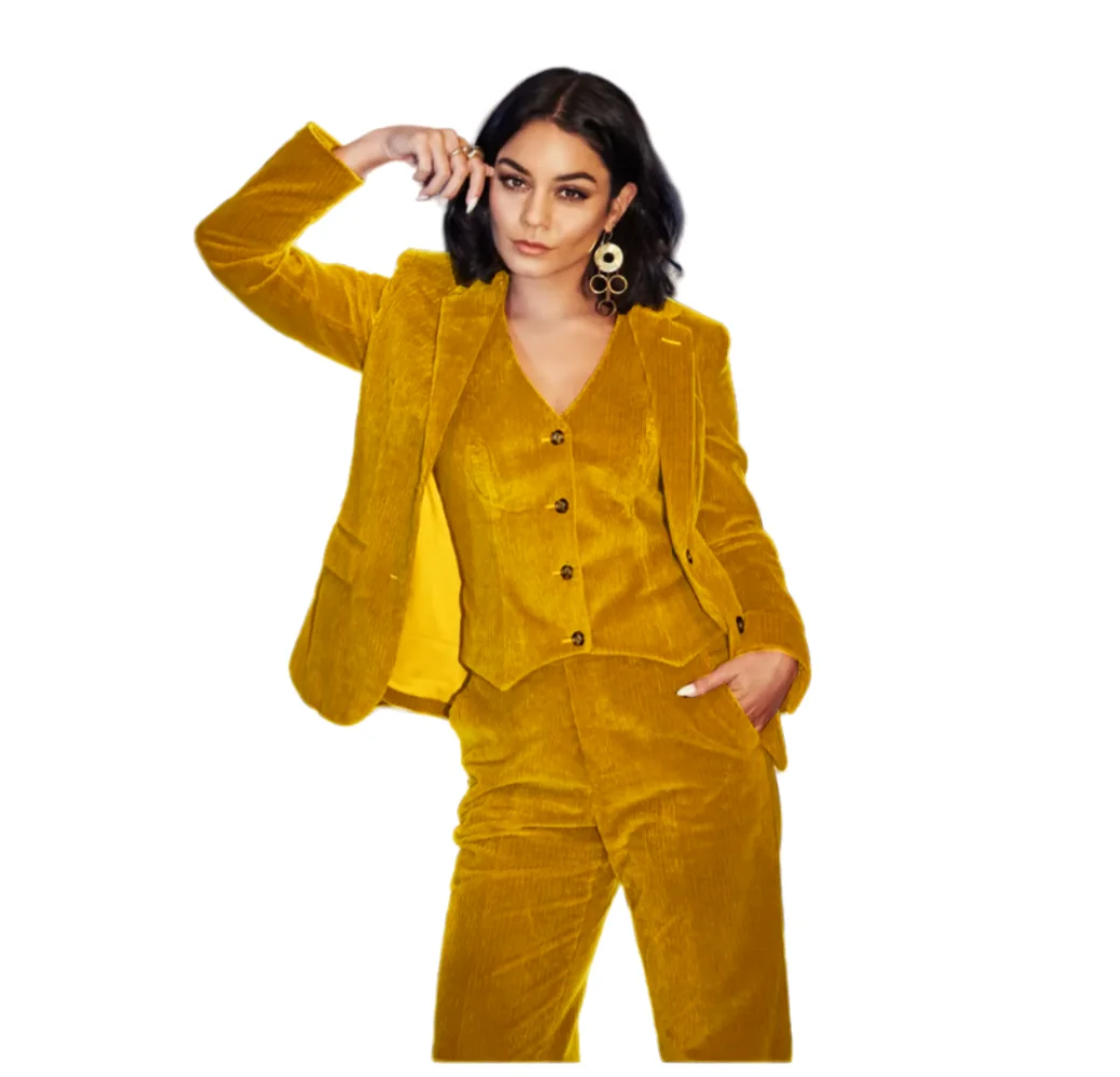 Women's Suit Corduroy 3-piece Suit (suit + Vest + Pants) Commuting Casual Elegant Women's Wear New in Matching Sets to Dress