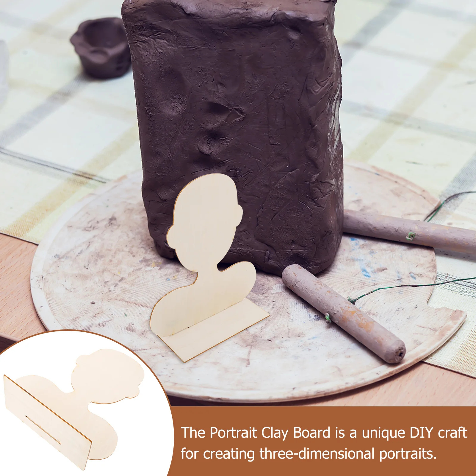 

Wooden Portrait Board Blank White Wedging Board For Pottery Bottom Plate for Pottery Shaped Making DIY Crafting Art Wedging