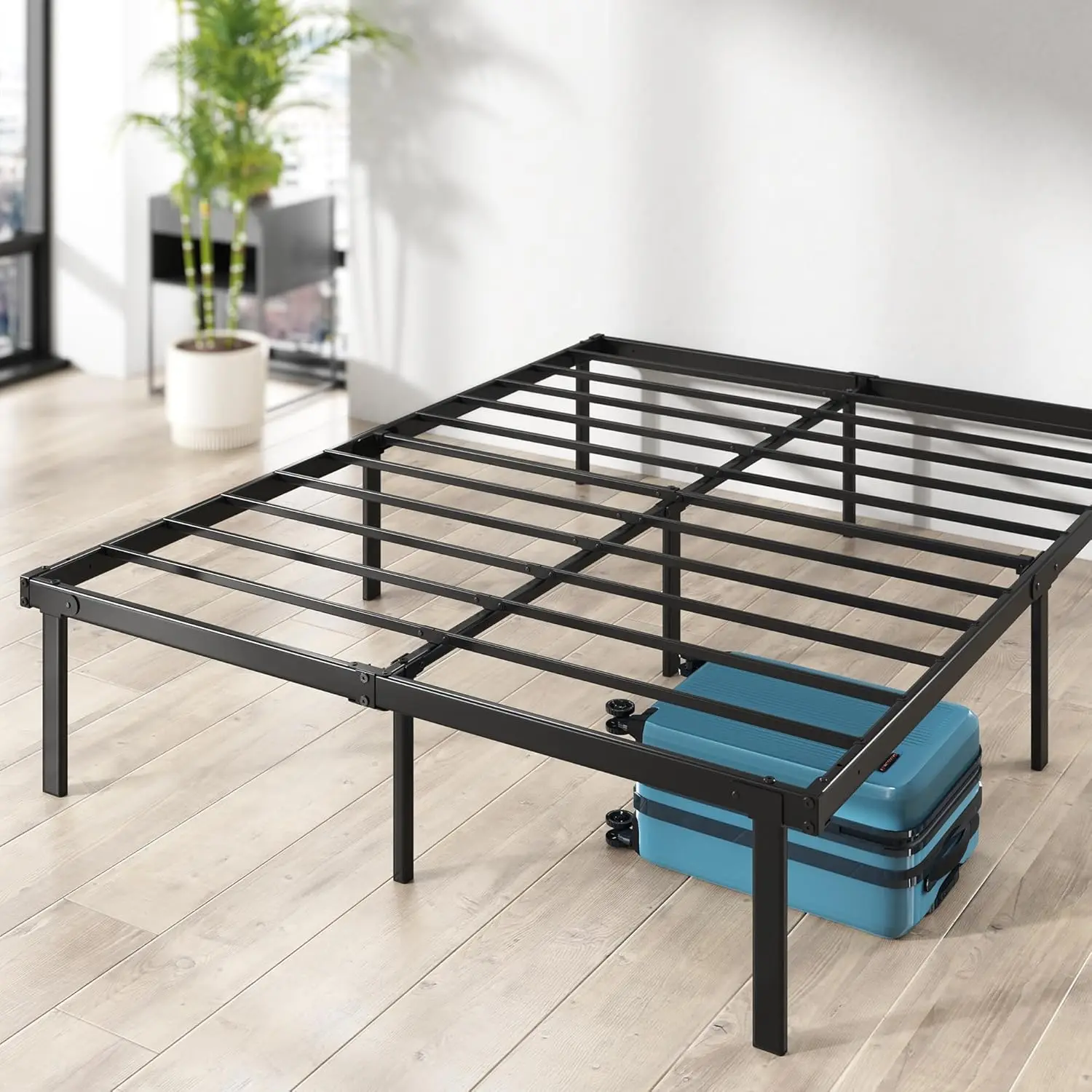 Caleb Double Bed frame  Bed 135x190 cm 36cm Height  Metal bed frame with Underbed storage and steel slat support  Fol
