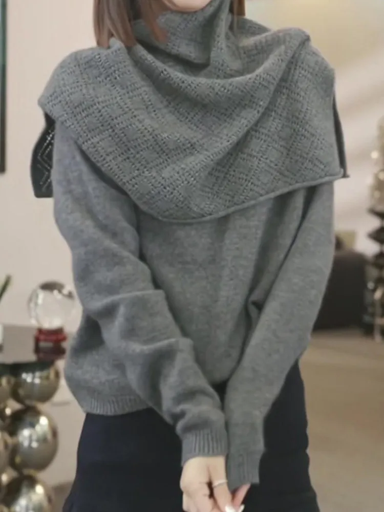 

Женский вязаный комплект: свитер с круглым вырезом и брюки, повседневный, зимняя коллекция, модный универсальный комплект из двух предметов