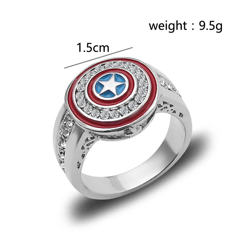 Marvel Smile Hero Metal Alloile Jewelry Rings, services.com America, Steve Rogers, Shield Ring, Costume Cosplay, Unisex, Xmas Gift