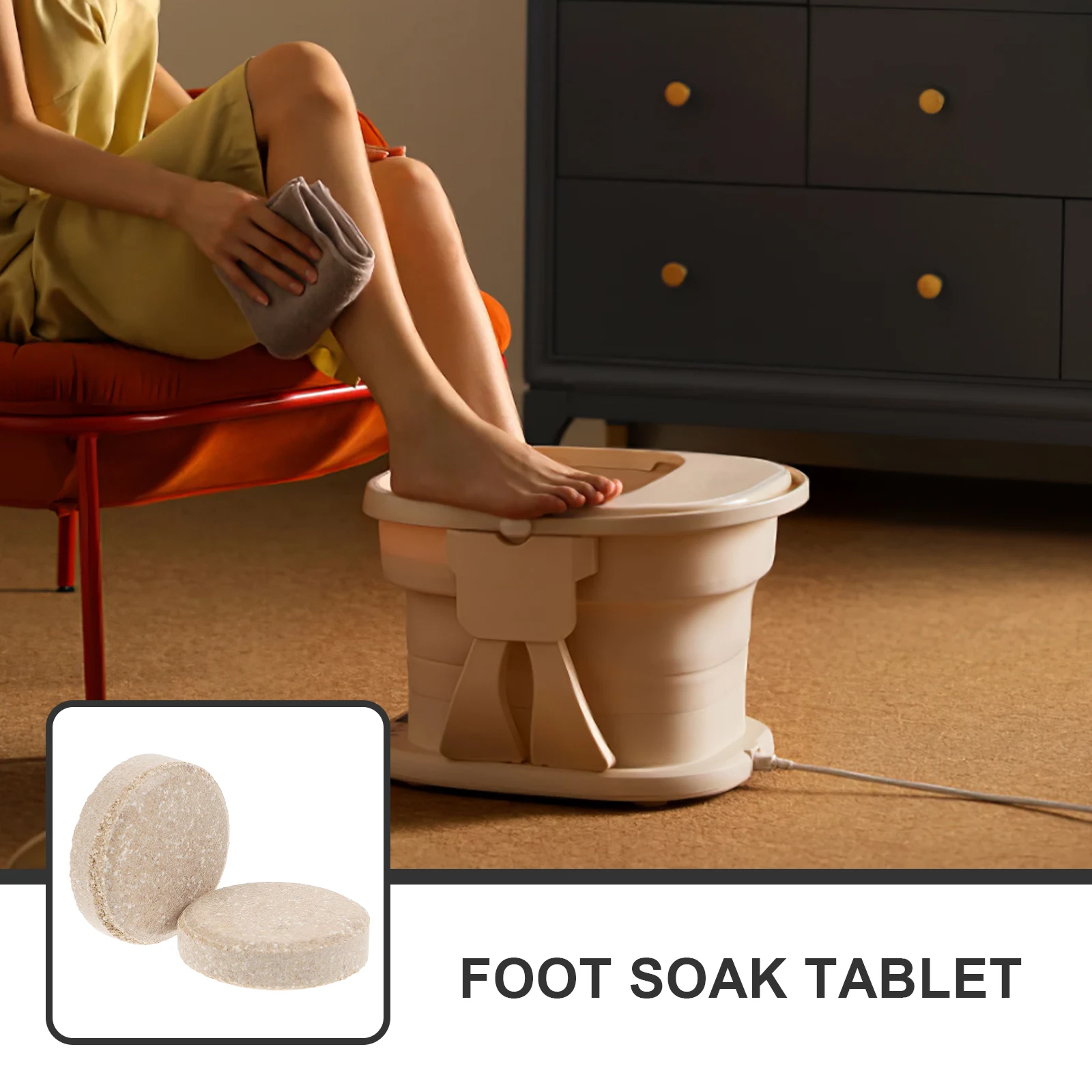 

10pcs Bath Tablets Slices Effervescent Soak Portable Care Solution Foot Odor Removal Skin Softening Callus Removal