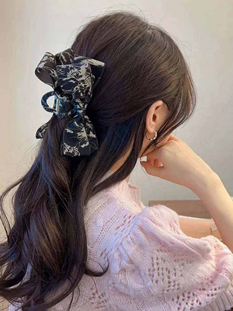 Korean Bowknot Vintage Large Hair Claw Clips Women Elegant Bow Barrette Crab Hairpins Girls Headwear Hair Accessories Female