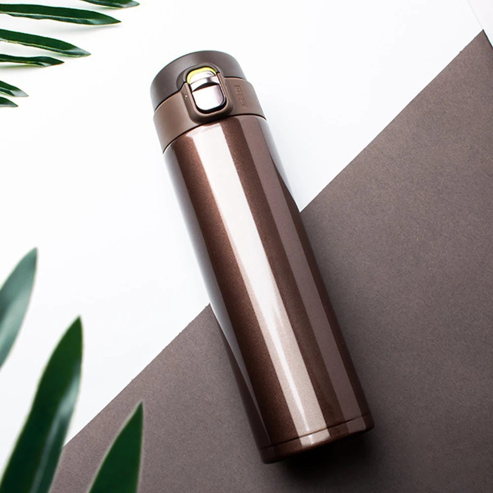 500ML Stainless Steel Bouncing Cover Vacuum Flask Thermos Cup Coffee Tea Milk Thermo Bottle Coffee Mug Water Bottle