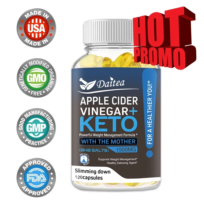 Keto + Apple Cider Vinegar Capsules - Fat Burning, Metabolism Promotion, Appetite Suppression, Intestinal Digestive Health