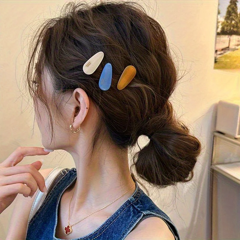 3/6pcspcsNew primavera e verão gota de água pequeno grampo de cabelo clipe de borda, clipe lateral, feminino high-end duckbill clip headwear