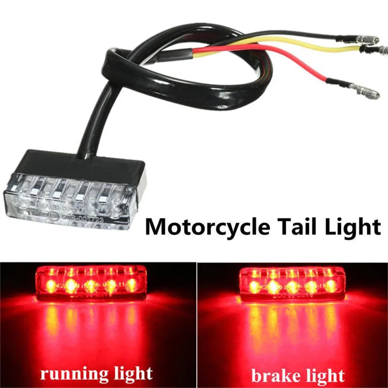 12V Mini 5 LED Motorcycle Scooter ATV Bike Red Rear Tail Stop Brake Light Lamp