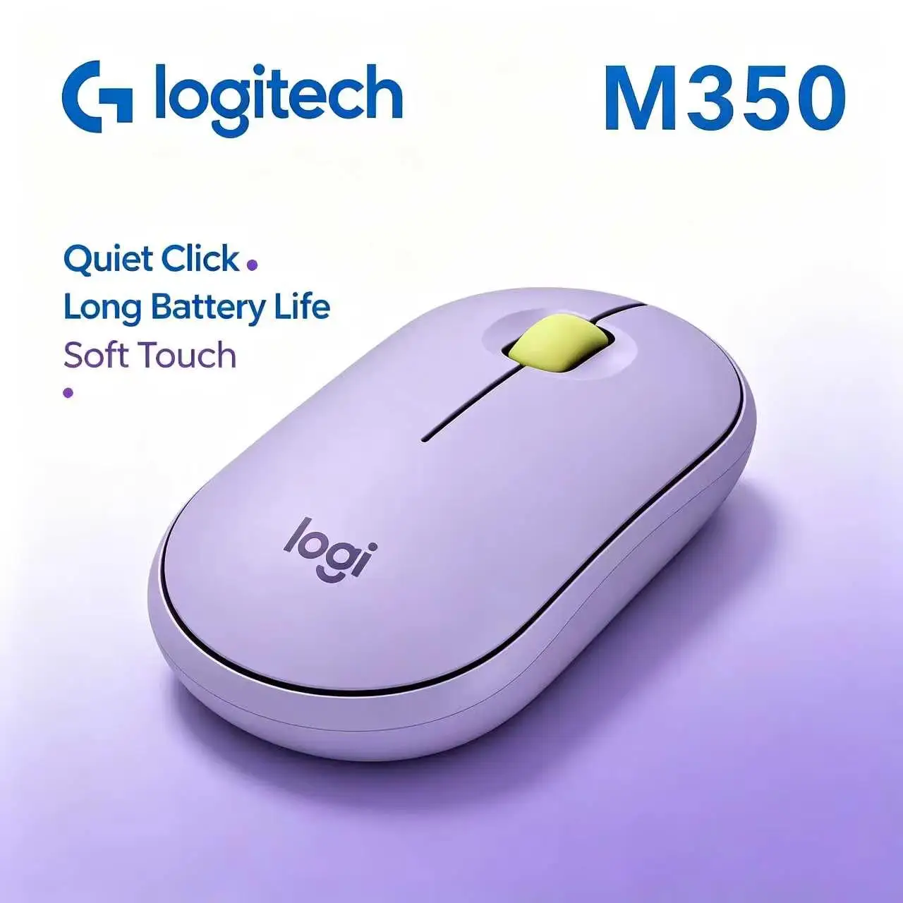 Logitech M350 Wireless Mouse Pebble Shape High Precision 1000DPI Optical Tracking Silent Click For Laptop