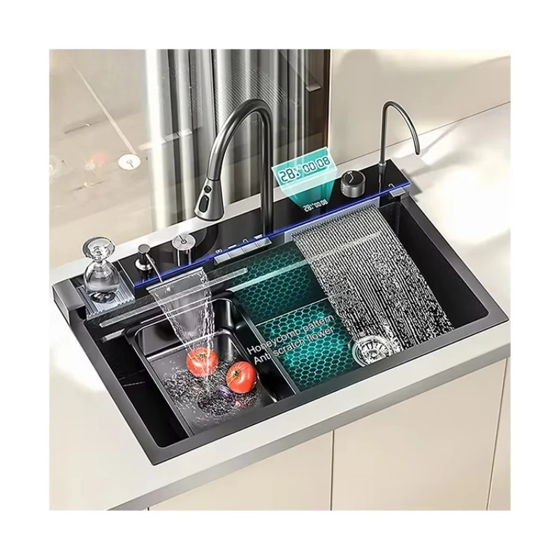 Factory Best Multifunction Modern Smart Waterfall Stainless Steel 304 Sink Kitchen Kitchen Sinks Smart Kitchen Sink